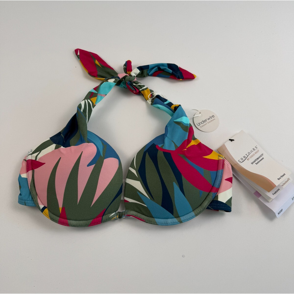 Contour's By Coco Reef Underwire Shape Maker Swimwear Top Multicolor 32C NWT